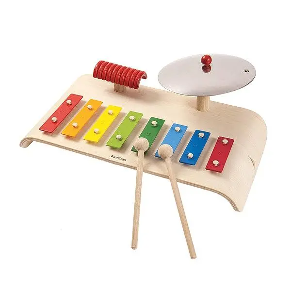 PLAN TOYS木作兒童樂器/ 彩虹鐵琴豪華組