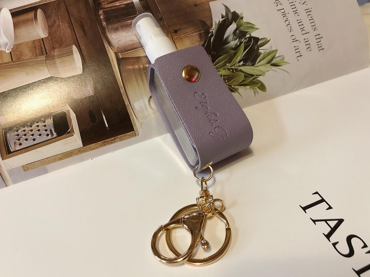 Eight.G訂製款 品牌酒精(化妝水)皮質噴瓶鑰匙圈-紫色