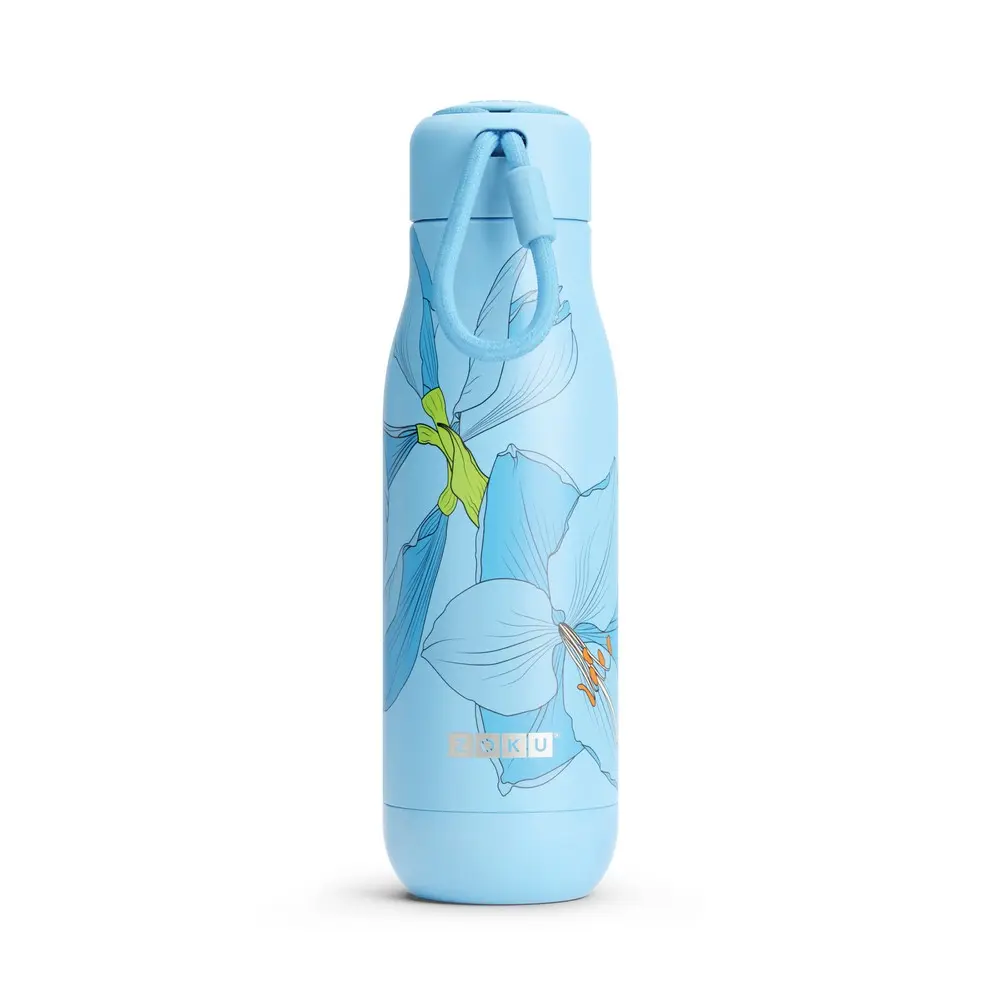 ZOKU設計款真空不鏽鋼保溫瓶/ 500ml/ 水藍百合