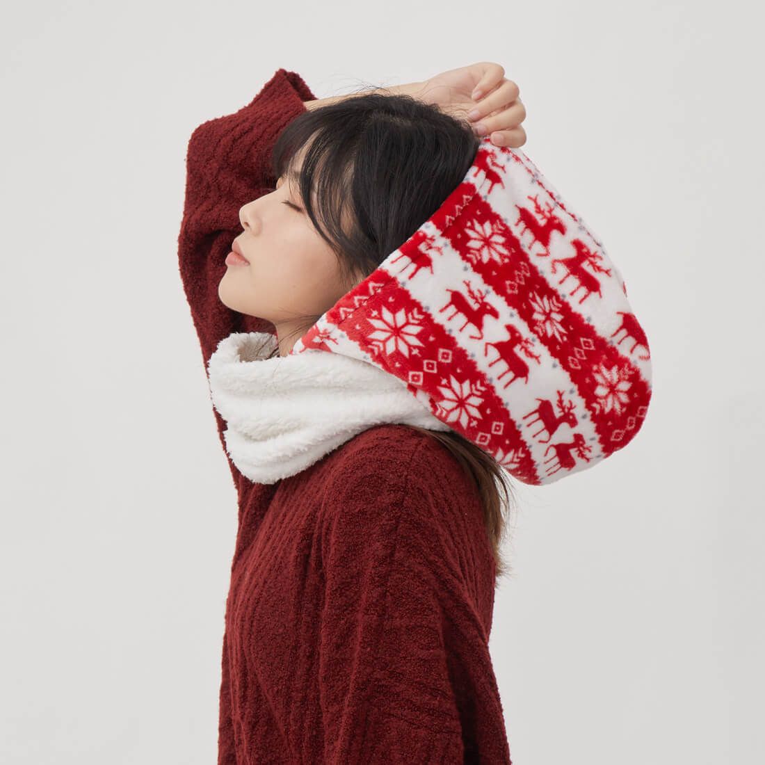 好我 so that's me Yuki雪精靈連帽脖圍/歡樂紅