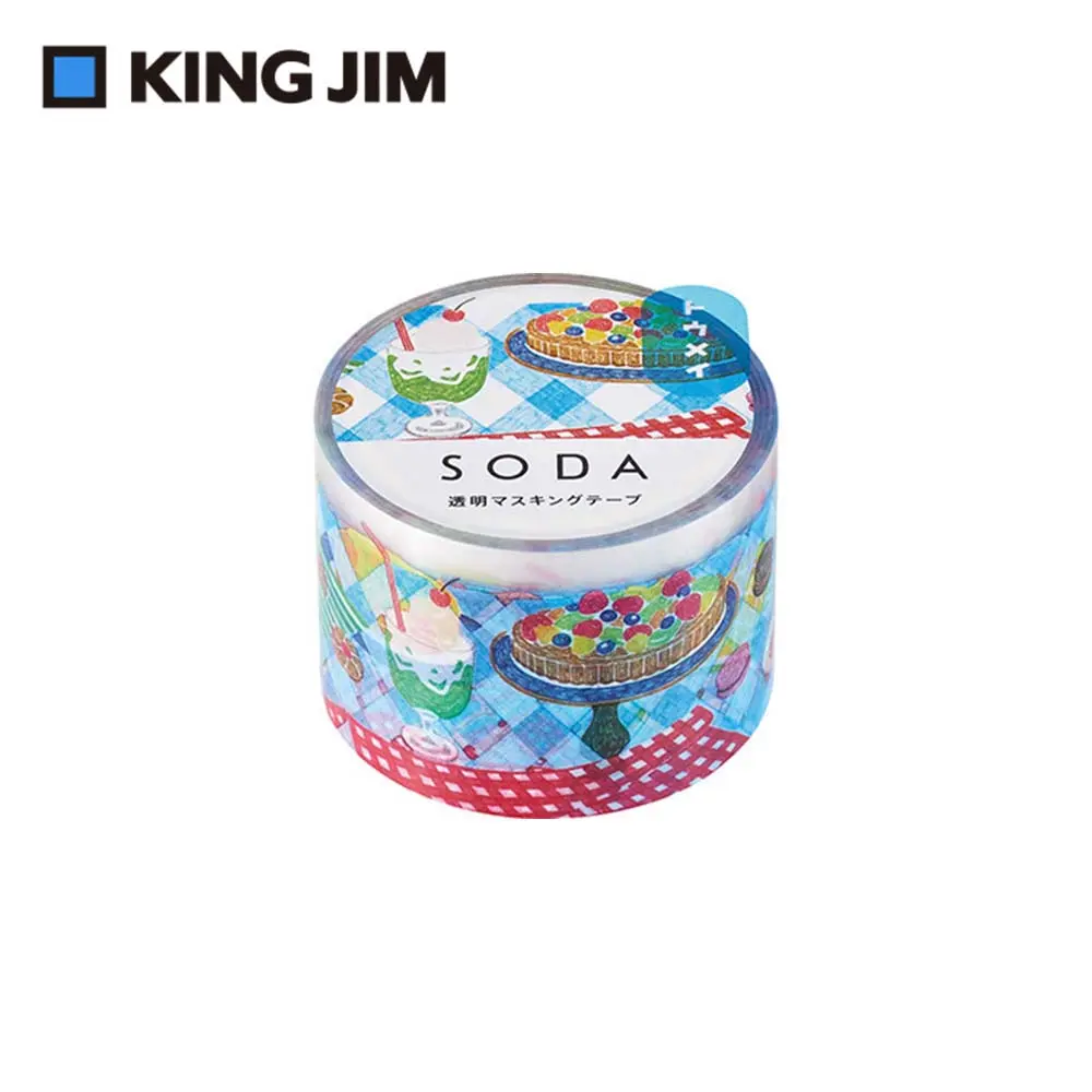 KING JIM Hitotoki Soda透明PET卷狀膠帶/ 30MM/ 午茶時光/ CMT30-011