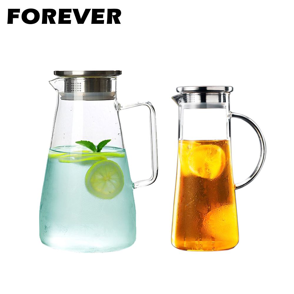 【日本FOREVER】耐熱玻璃把手水壺2入組(1500+1800ml)