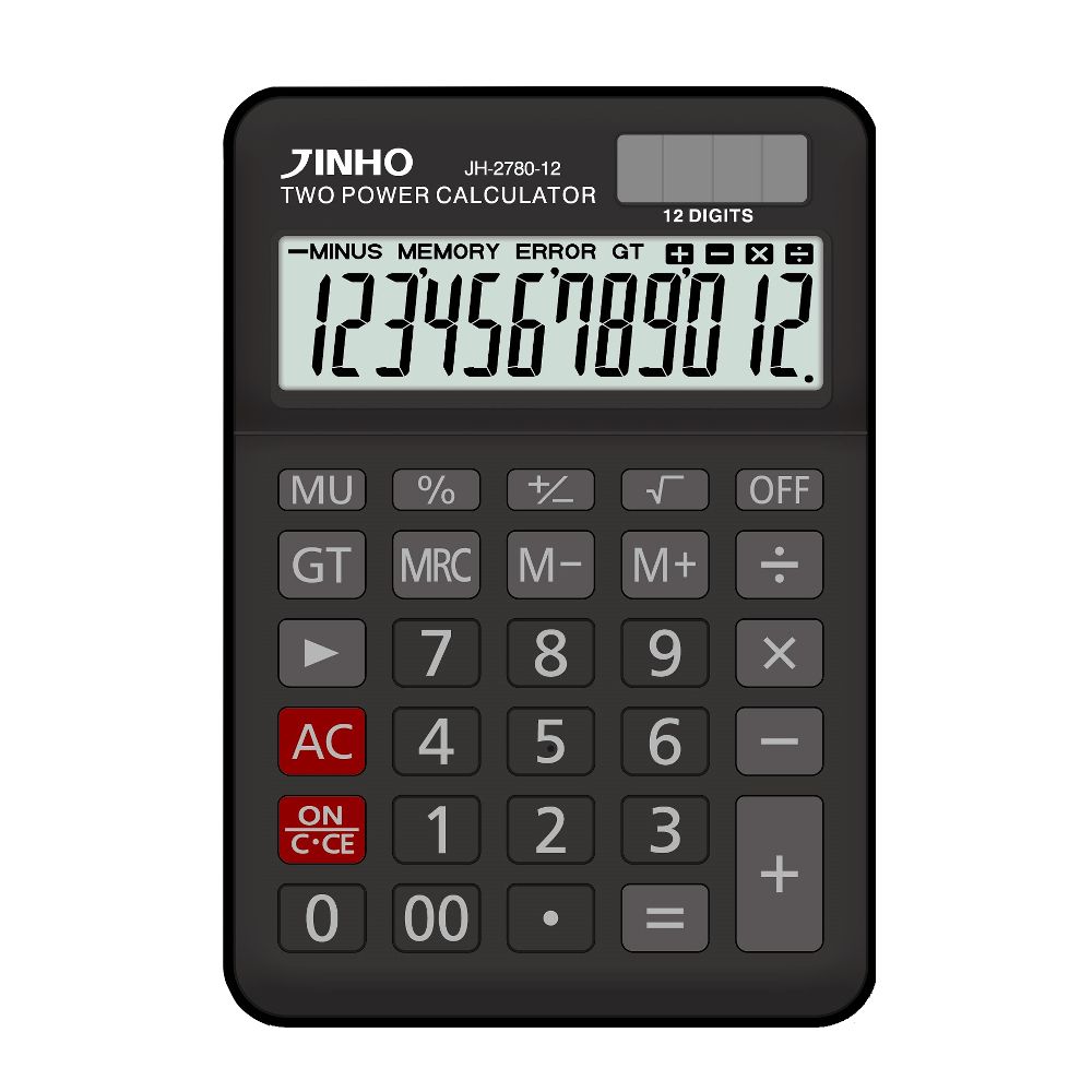 JINHO 12位元桌上型計算機/ JH-2780-12/ 黑色