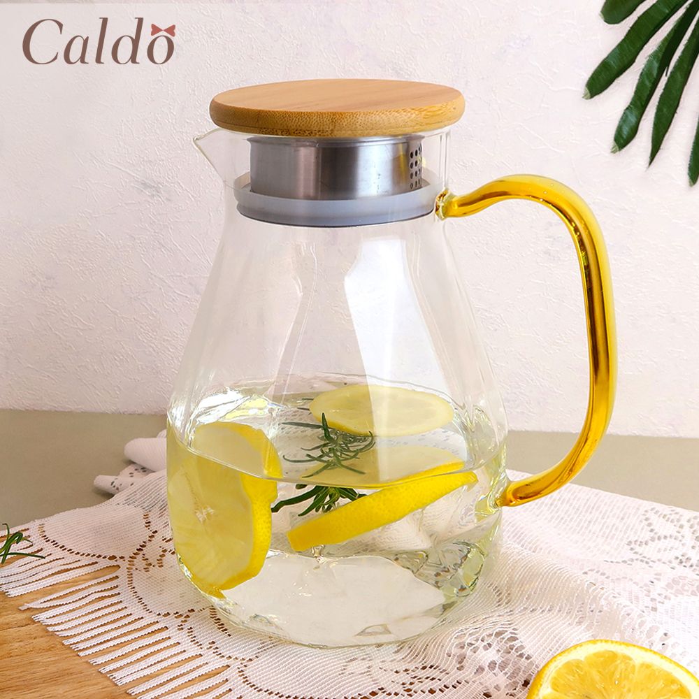 【Caldo 卡朵生活】優雅切面耐冷熱玻璃水壺 1.5L