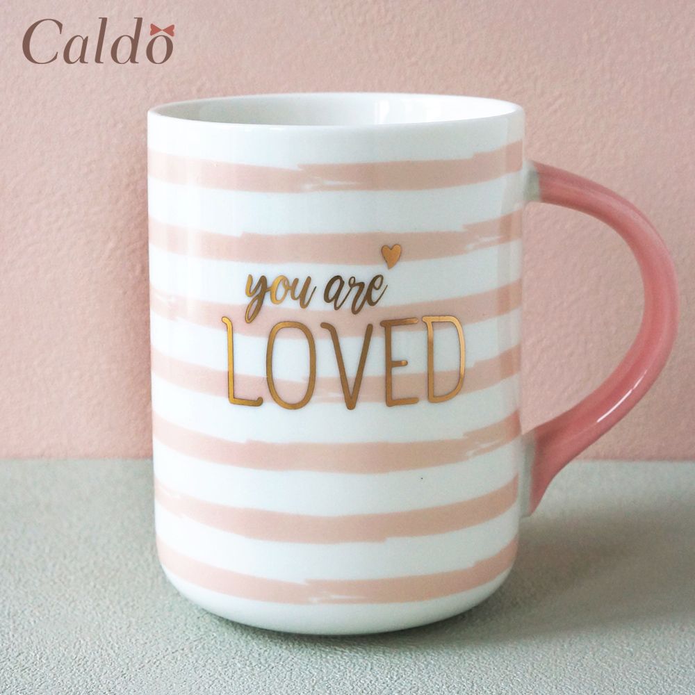 【Caldo 卡朵生活】愛是一切粉系情人馬克杯-條紋