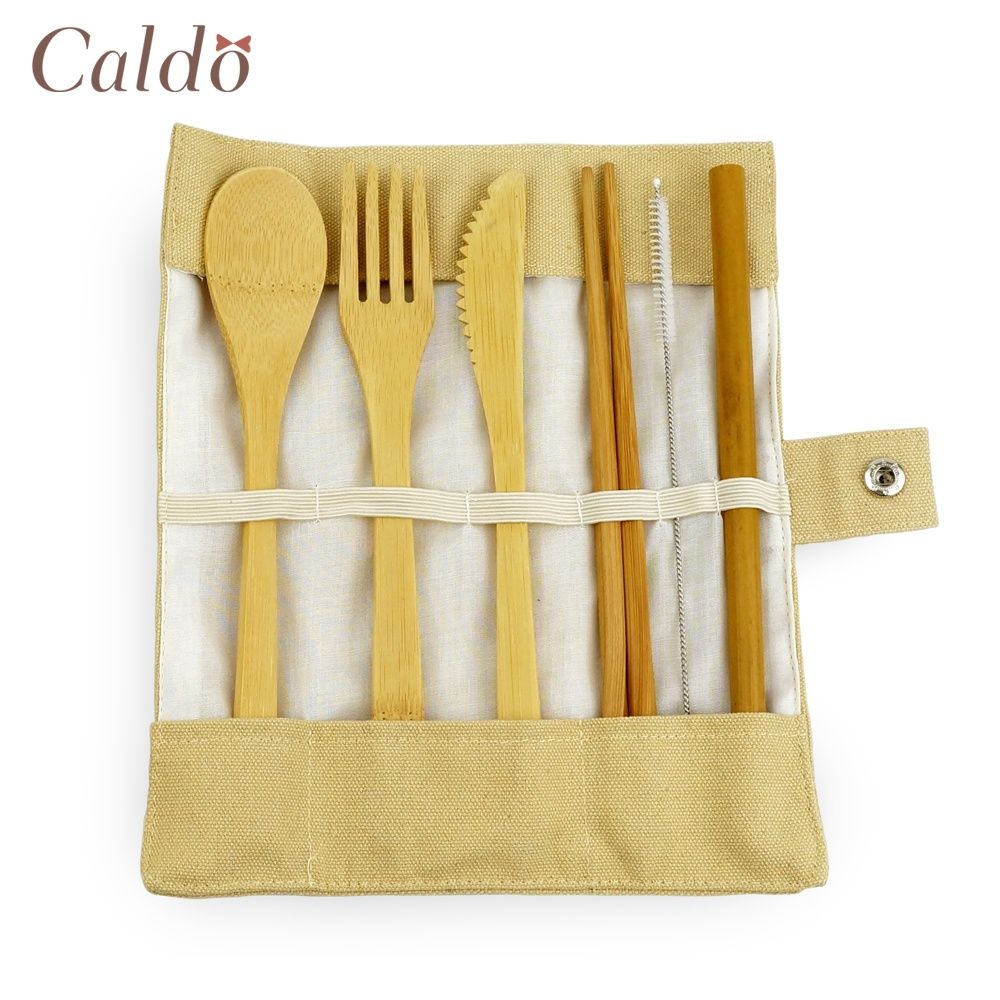 【Caldo 卡朵生活】整竹好好用竹餐具吸管5件組-卡其
