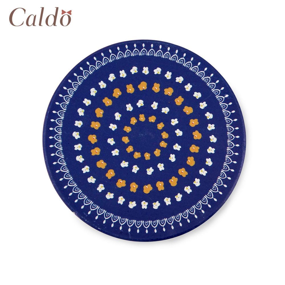 【Caldo 卡朵生活】馬約利卡鄉村碎花珪藻土吸水杯墊-藍底