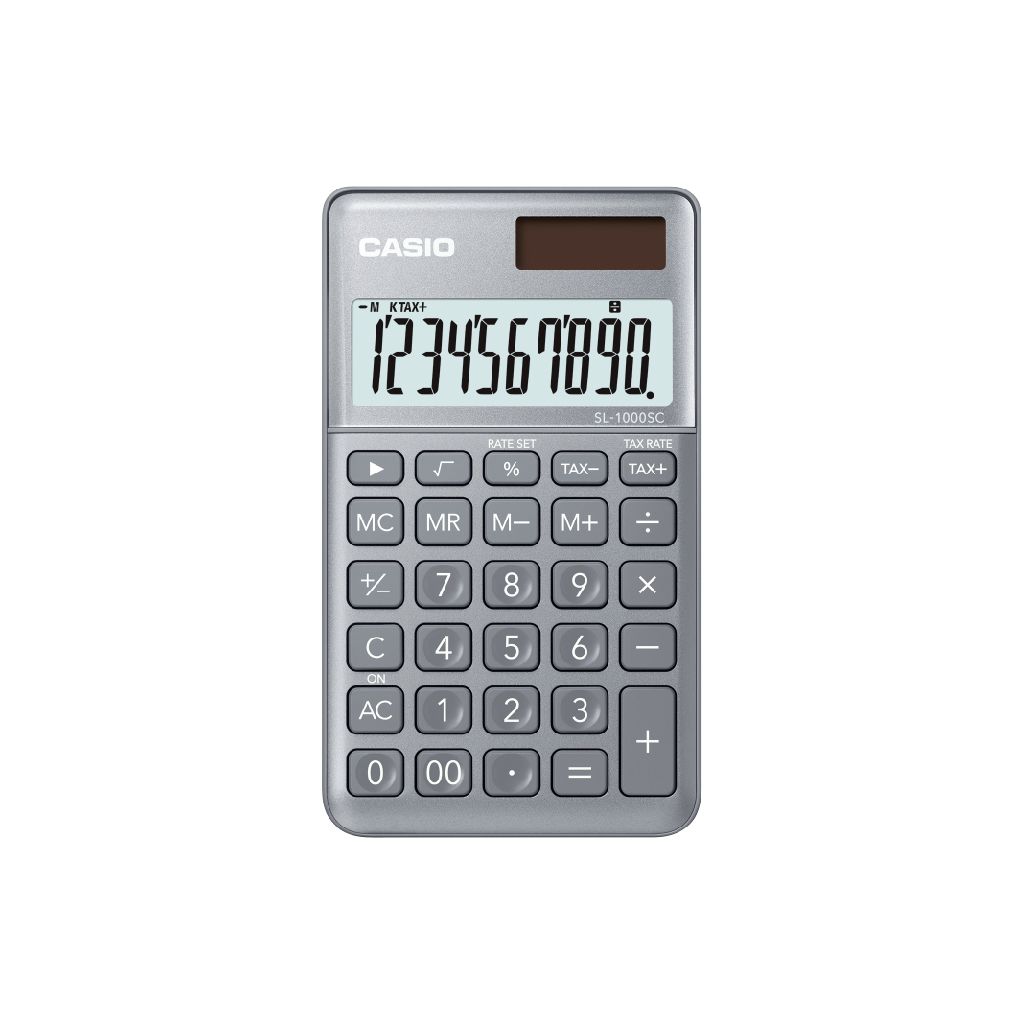 CASIO香檳計算機/ 攜帶型/ 10位元/ 棕櫚灰香檳/ SL-1000SC-GY