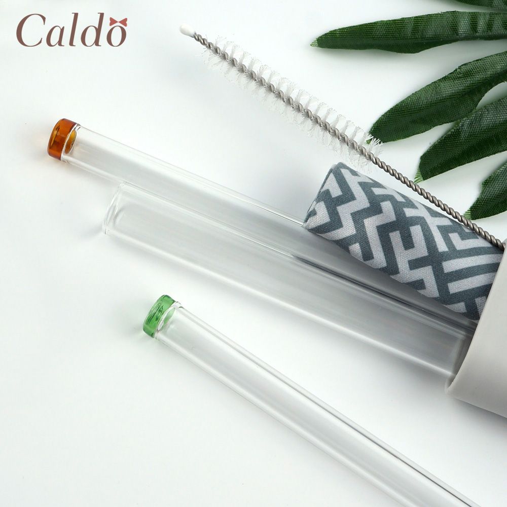【Caldo 卡朵生活】不搞混小煙囪玻璃吸管5件組(附盒)-琥珀茶