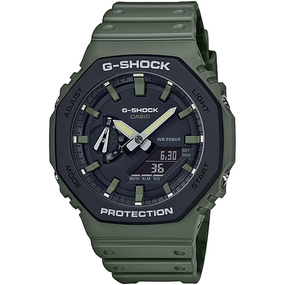 CASIO 卡西歐 G-SHOCK 農家橡樹 街頭軍事系列八角電子錶-軍綠 GA-2110SU-3A