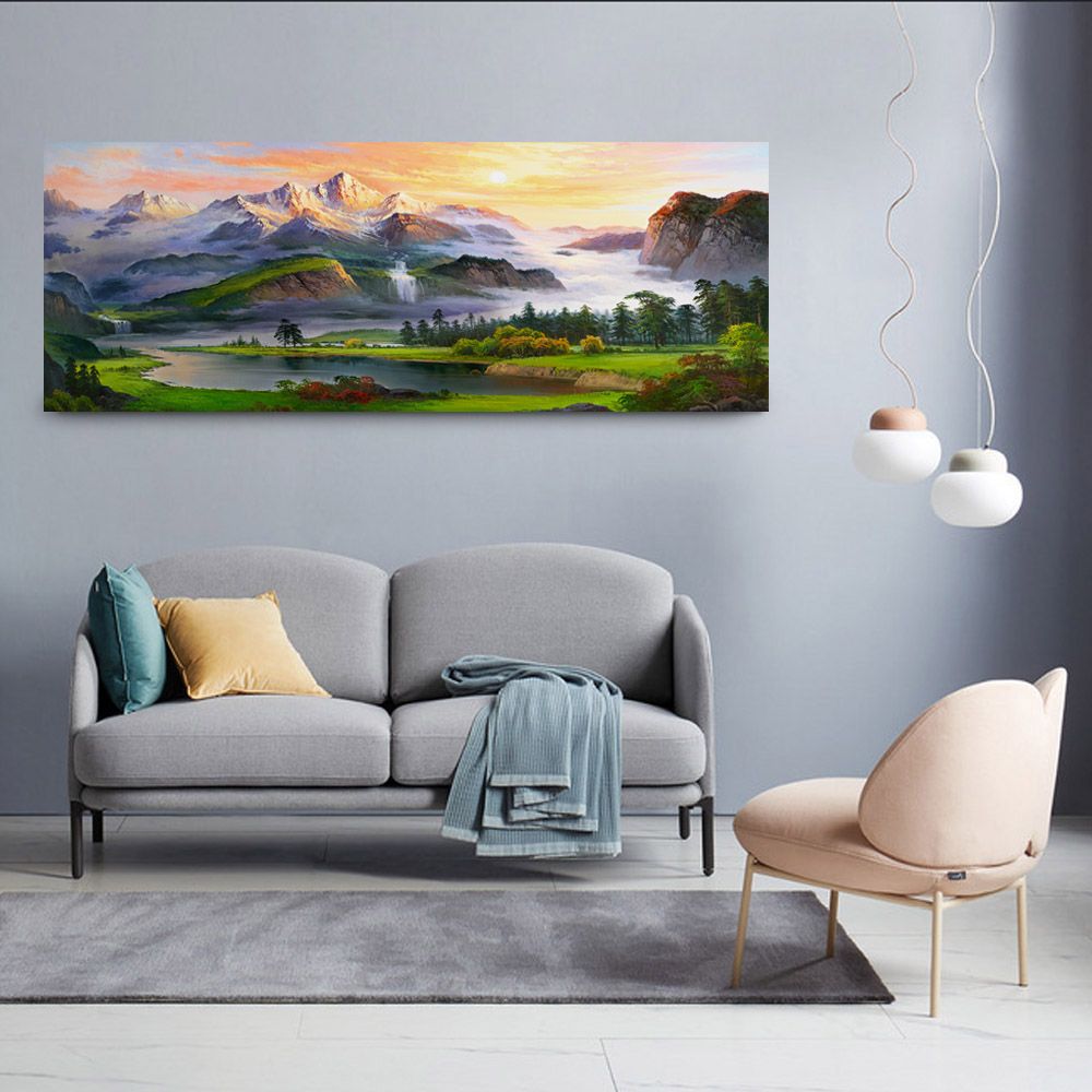 御畫房 旭日東升 國家一級畫師手繪油畫60x120cm