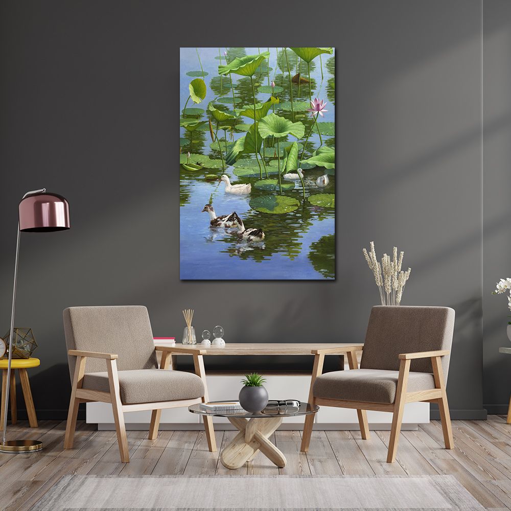 御畫房 春水遊 國家一級畫師手繪油畫60x90cm