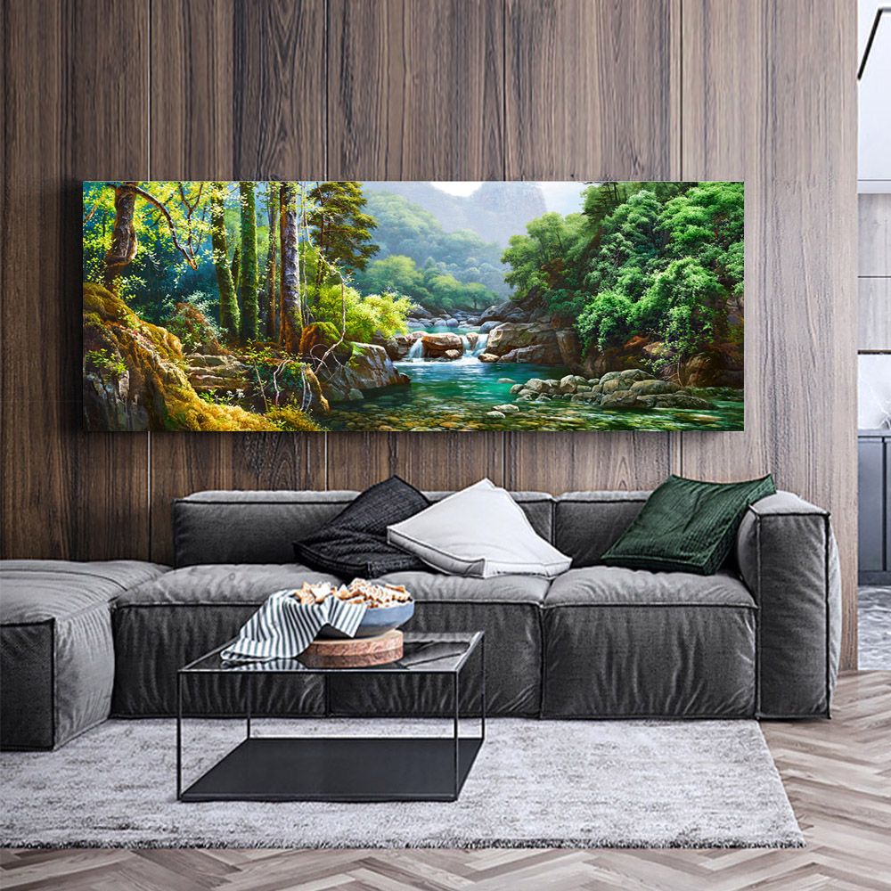 御畫房 春水長流 國家一級畫師手繪油畫60x120cm