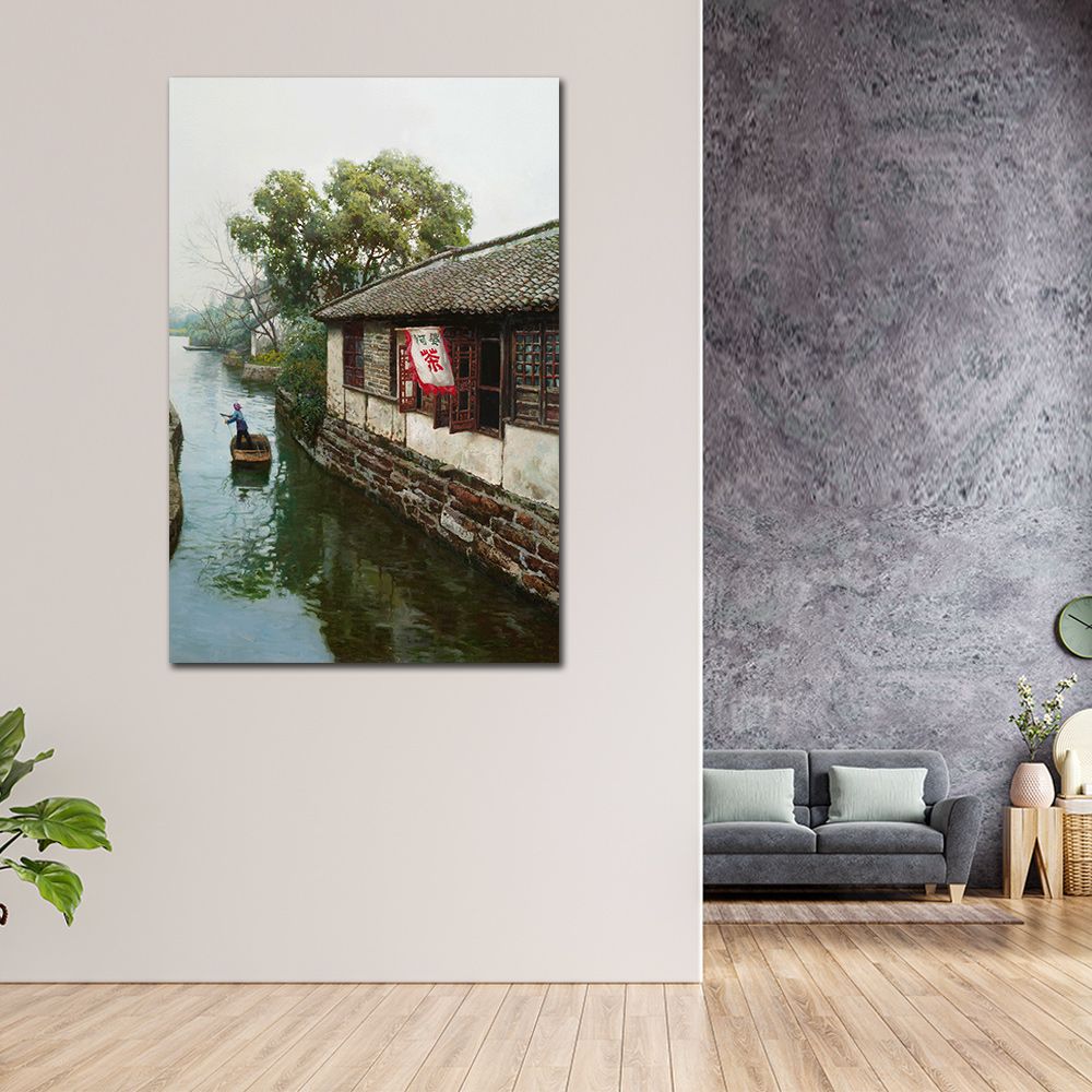 御畫房 江南水鄉 國家一級畫師手繪油畫60x90cm