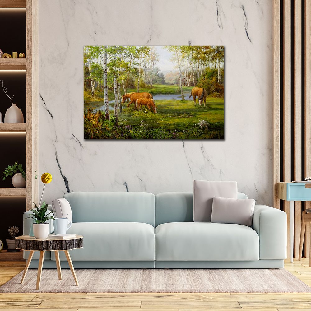 御畫房 湖畔風光 國家一級畫師手繪油畫60x90cm