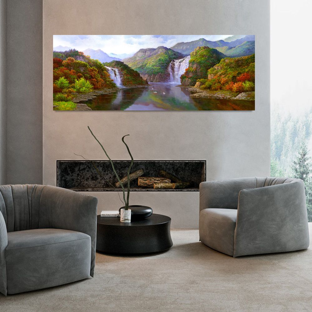 御畫房 福祿雙至 國家一級畫師手繪油畫60x120cm