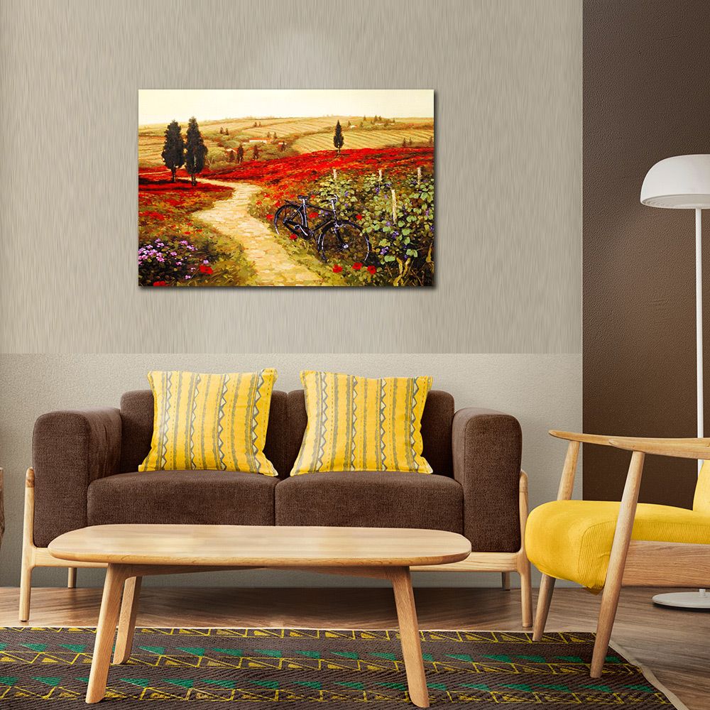 御畫房 紅花地 國家一級畫師手繪油畫60x90cm