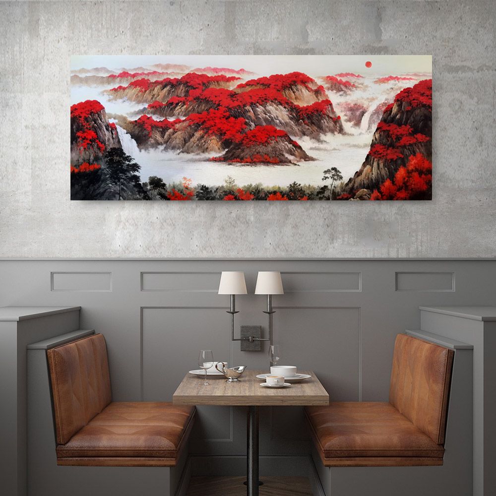 御畫房 萬山紅遍 國家一級畫師手繪油畫60x120cm