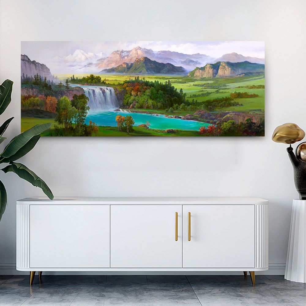 御畫房 青山綠水 國家一級畫師手繪油畫60x120cm