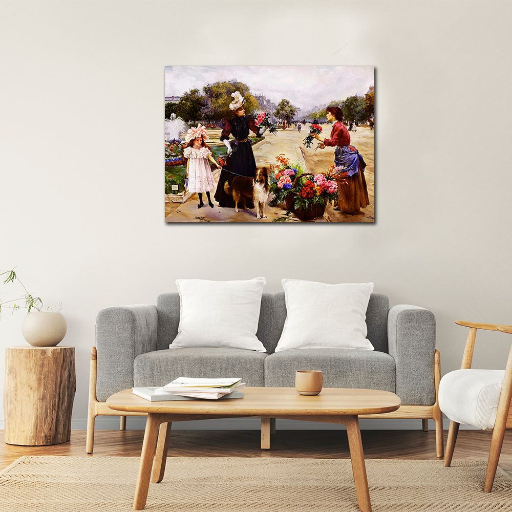 御畫房 鮮花少女 國家一級畫師手繪油畫60x80cm