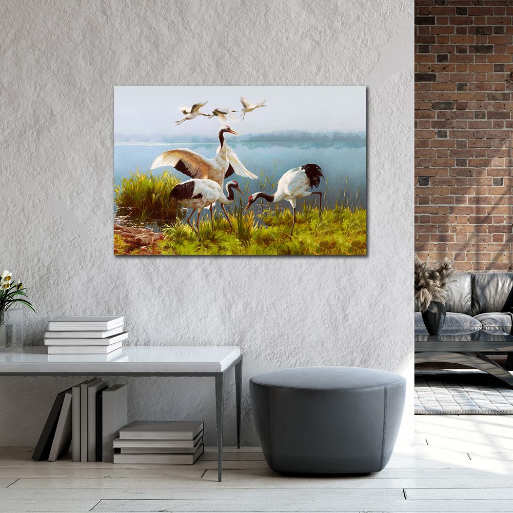 御畫房 鶴舞 國家一級畫師手繪油畫60x90cm