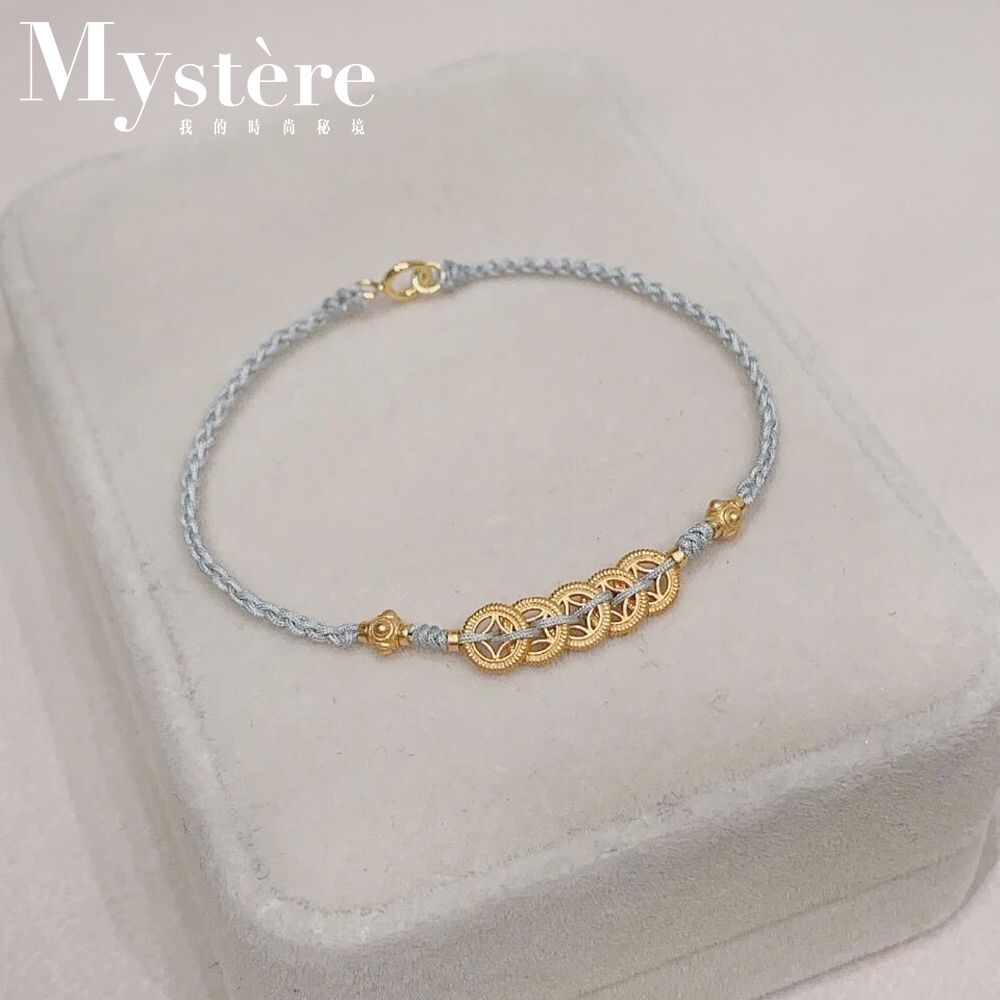 My'stere14K包金銅錢~韓式古典優雅綁線造型手鍊