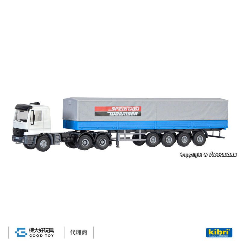 kibri 14652 (HO kit) Benz ACTROS 3軸 with tarpaulin 半掛拖車and cargo