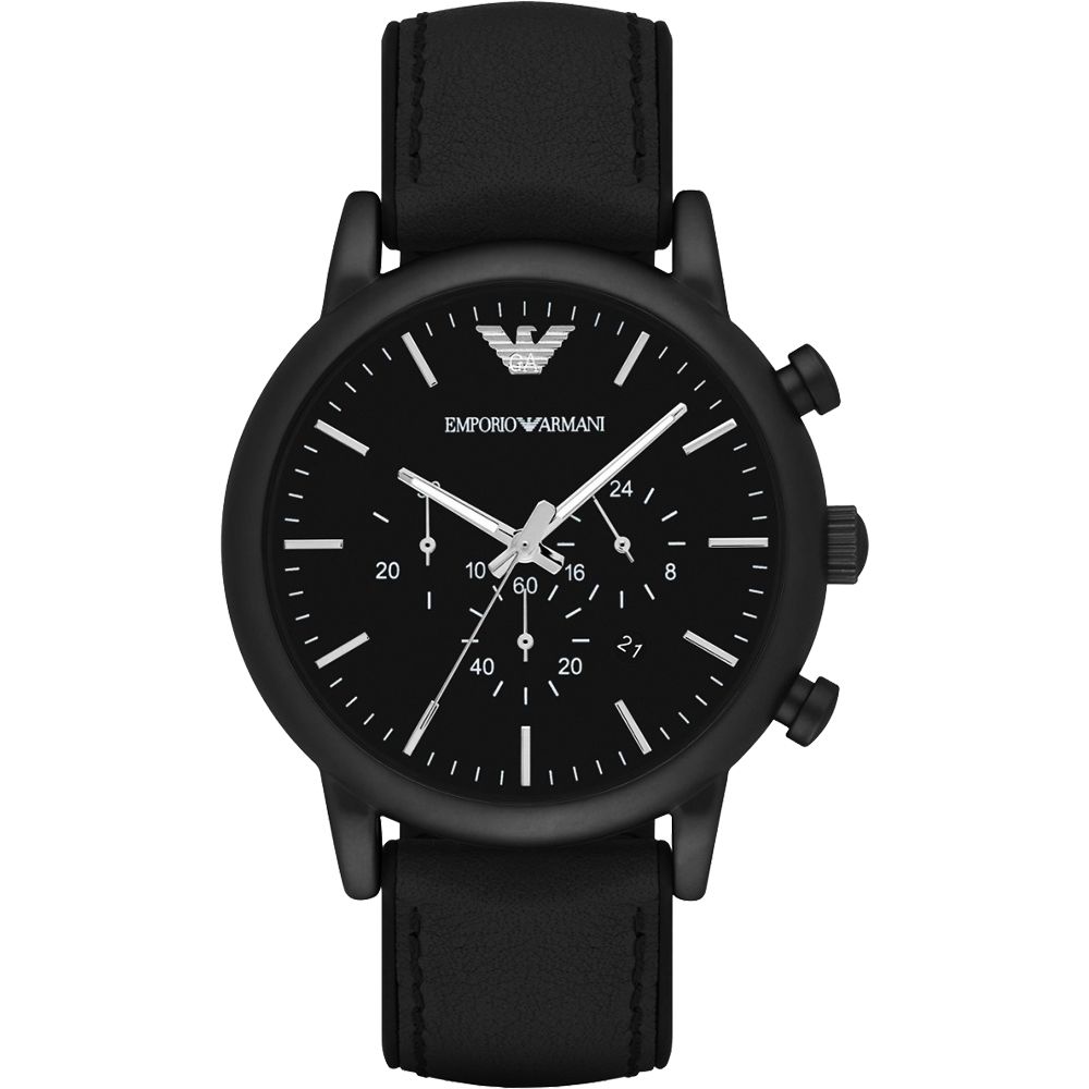 Emporio Armani Classic 都會計時石英腕錶-黑/46mm