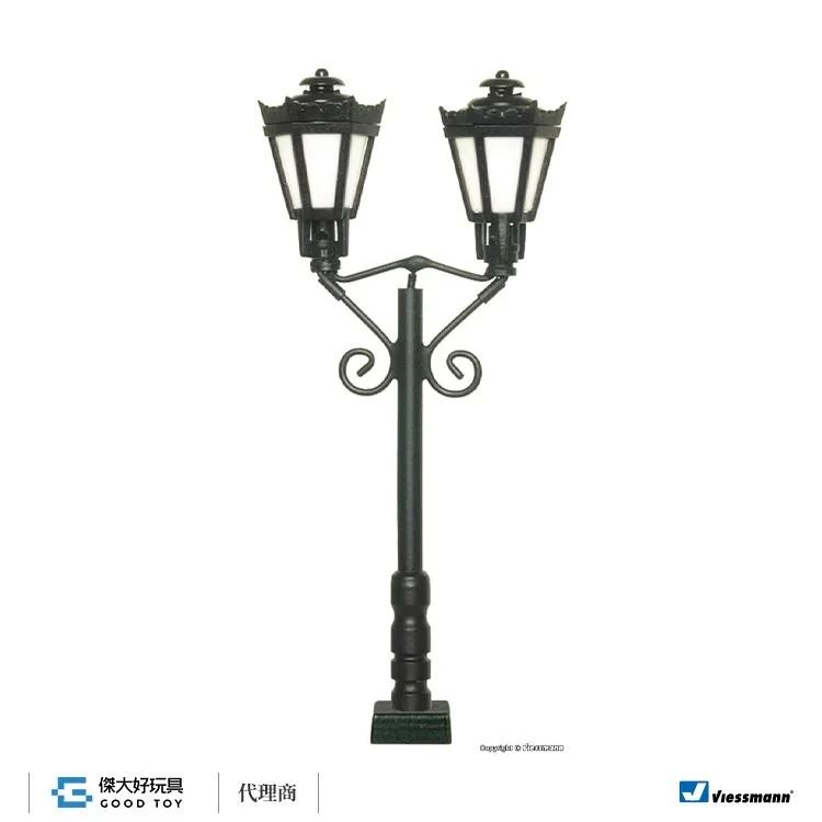 Viessmann 60731 (HO) 雙頭公園路燈(黑)/LED暖白色(插入式插座)