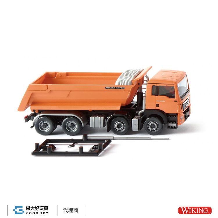 WIKING 067448 (HO) MAN TGS Euro 6/Meiller 自卸式拖車-橙色