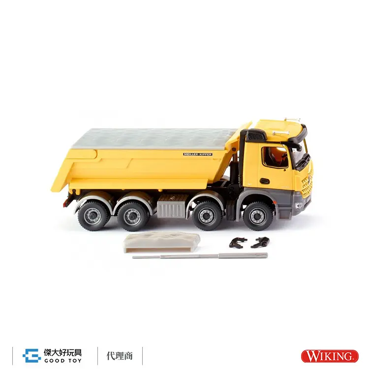 WIKING 067449 (HO) MB Arocs /Meiller 自卸式拖車-鋅黃色