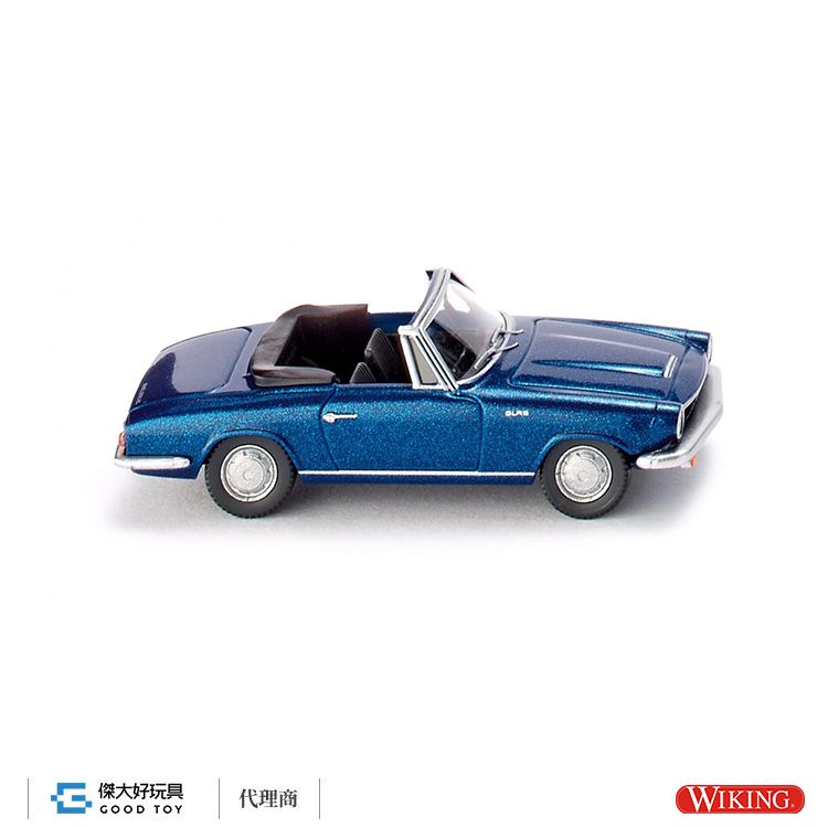 WIKING 018649 (HO) Glas 1700 GT敞篷跑車-金屬藍色