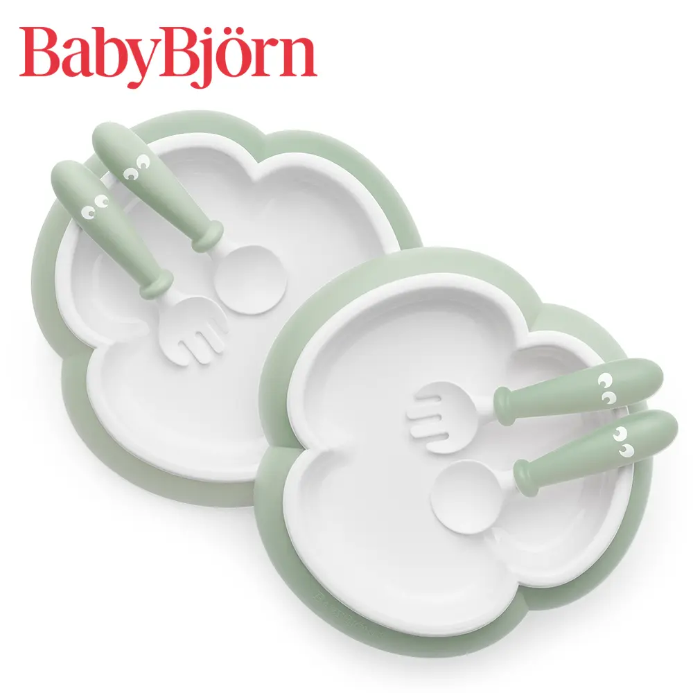 【奇哥】BABYBJORN餐盤湯匙2入禮盒-綠