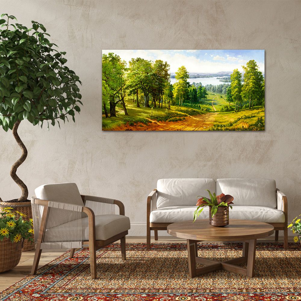 御畫房 千里碧玉 國家一級畫師手繪油畫60×120cm(VF-123)