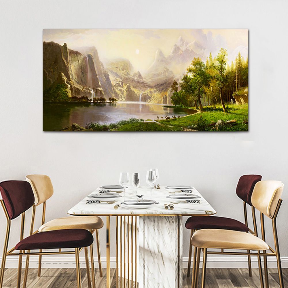 御畫房 天山小鹿 國家一級畫師手繪油畫60×120cm(VF-141)