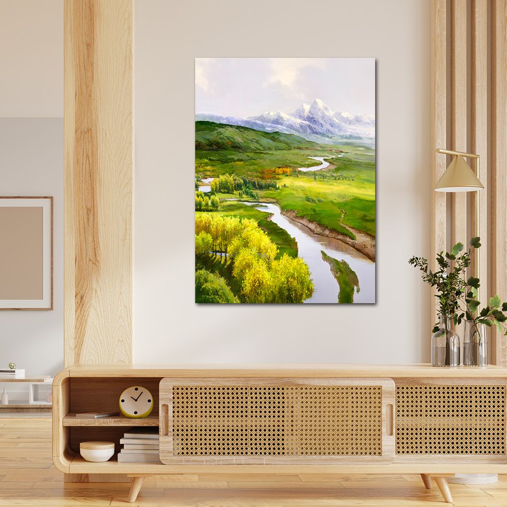 御畫房 天山溪流 國家一級畫師手繪油畫60×90cm(VF-102)