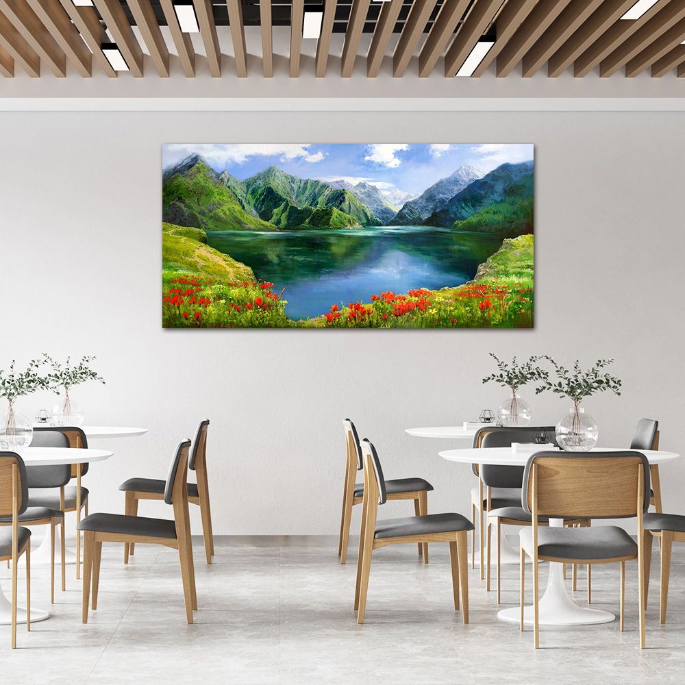 御畫房 天池 國家一級畫師手繪油畫60×120cm(VF-128)