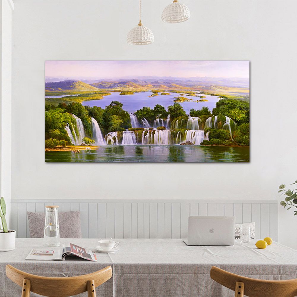 御畫房 天瀑 國家一級畫師手繪油畫60×120cm(VF-118)