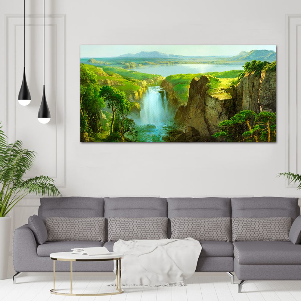 御畫房 天瀑 國家一級畫師手繪油畫60×120cm(VF-136)