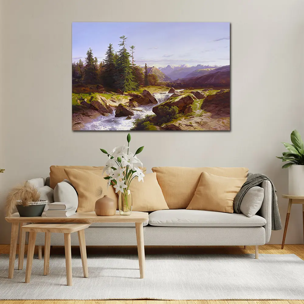 御畫房 山谷有泉聲 國家一級畫師手繪油畫60×90cm(VF-91)