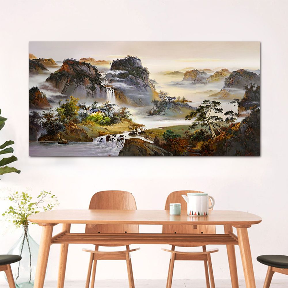 御畫房 山青水秀 國家一級畫師手繪油畫60×120cm(VF-121)