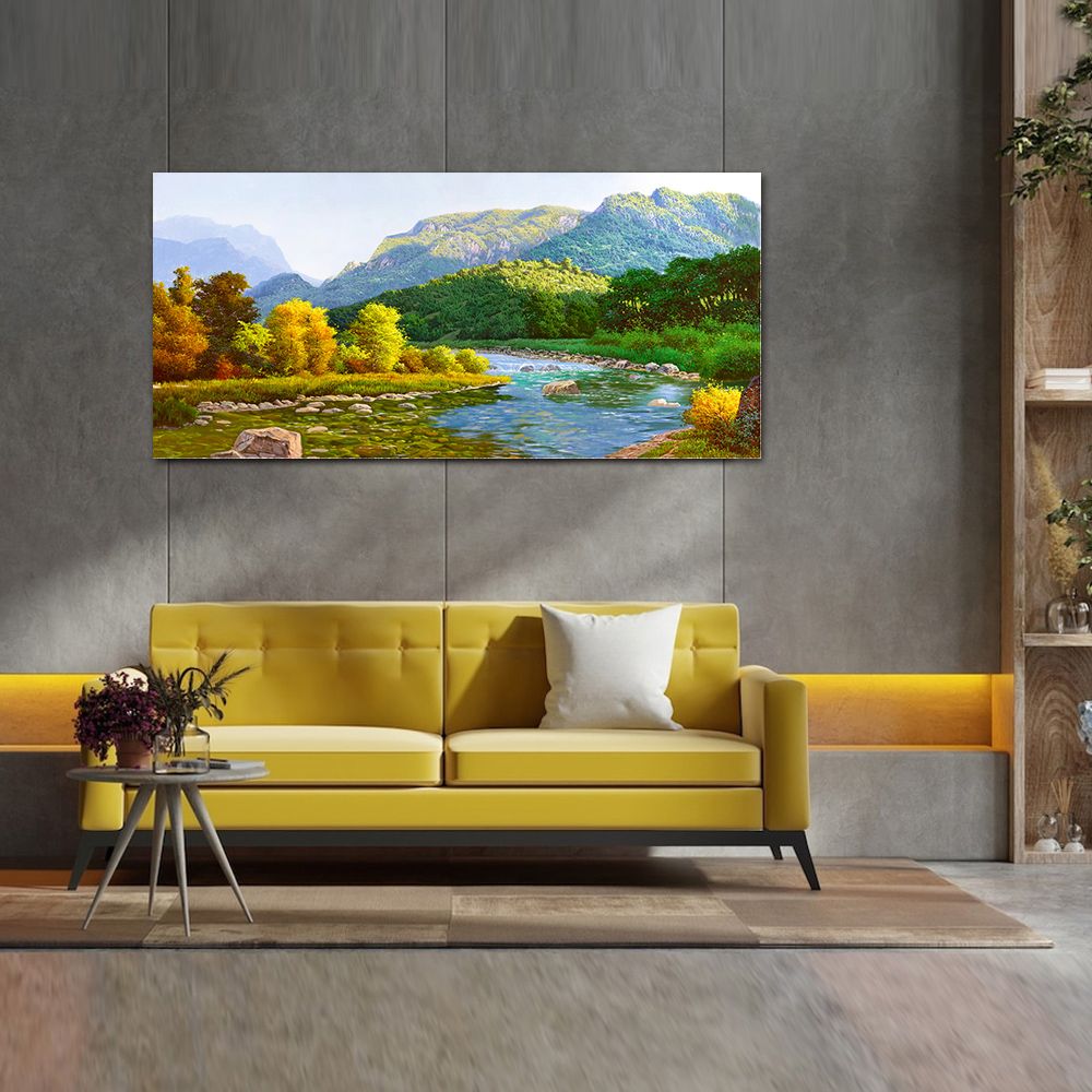 御畫房 春水溪流 國家一級畫師手繪油畫60×120cm(VF-113)