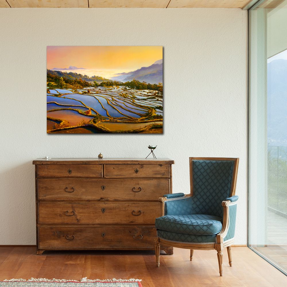 御畫房 梯田風光 國家一級畫師手繪油畫60×80cm(VF-166)