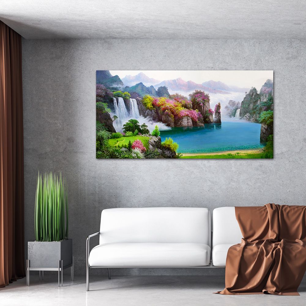 御畫房 湖光山色 國家一級畫師手繪油畫60×120cm(VF-133)