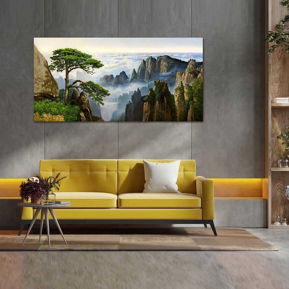 御畫房 迎客松 國家一級畫師手繪油畫60×120cm(VF-139)