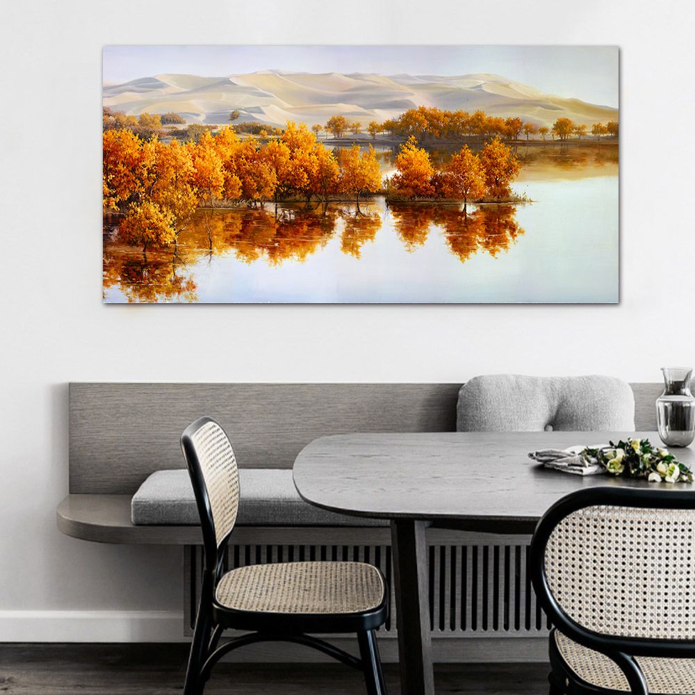 御畫房 金秋湖畔 國家一級畫師手繪油畫60×120cm(VF-119)