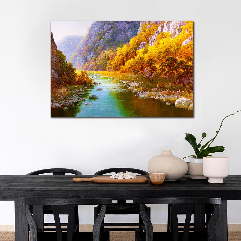 御畫房 金秋溪水 國家一級畫師手繪油畫60×90cm(VF-83)