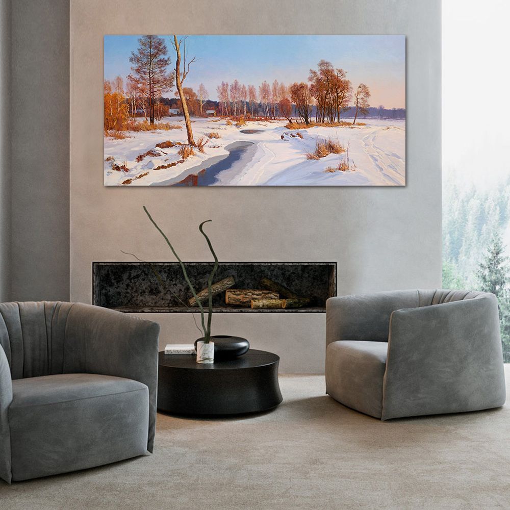 御畫房 雪鄉 國家一級畫師手繪油畫60×120cm(VF-129)
