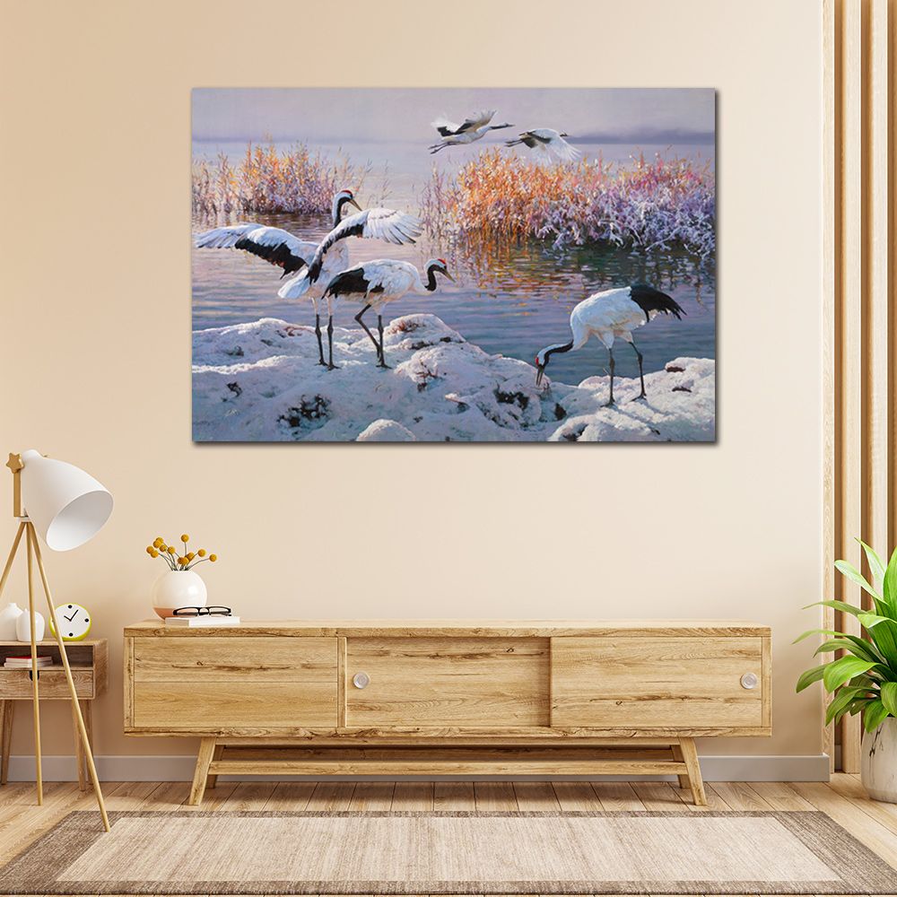 御畫房 鶴舞 國家一級畫師手繪油畫60×90cm(VF-87)