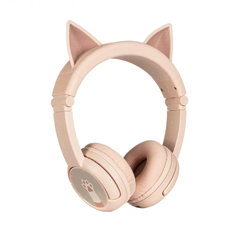 BuddyPhones PlayEars+藍芽動物學習Plus系列 兒童耳機(粉貓)